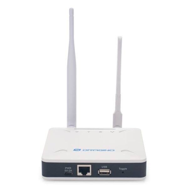 Passerelle LoRaWAN intérieure Dragino LPS8N avec antenne, vue de face