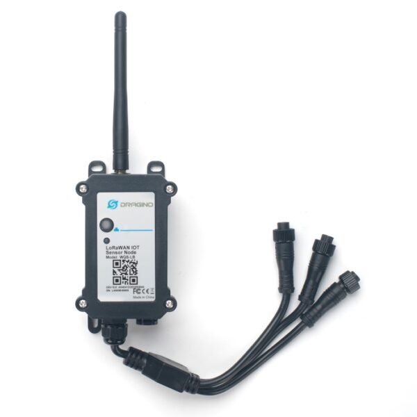 Boîtier Dragino WQS-LB avec antenne et câble répartiteur pour trois sondes